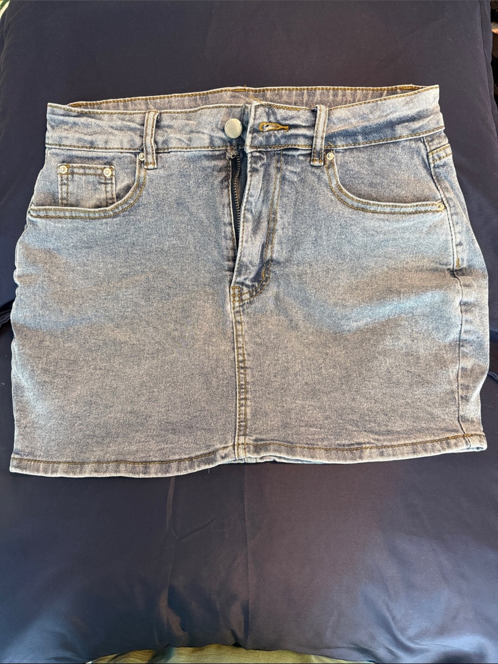 Classic Light Wash Denim Mini Skirt